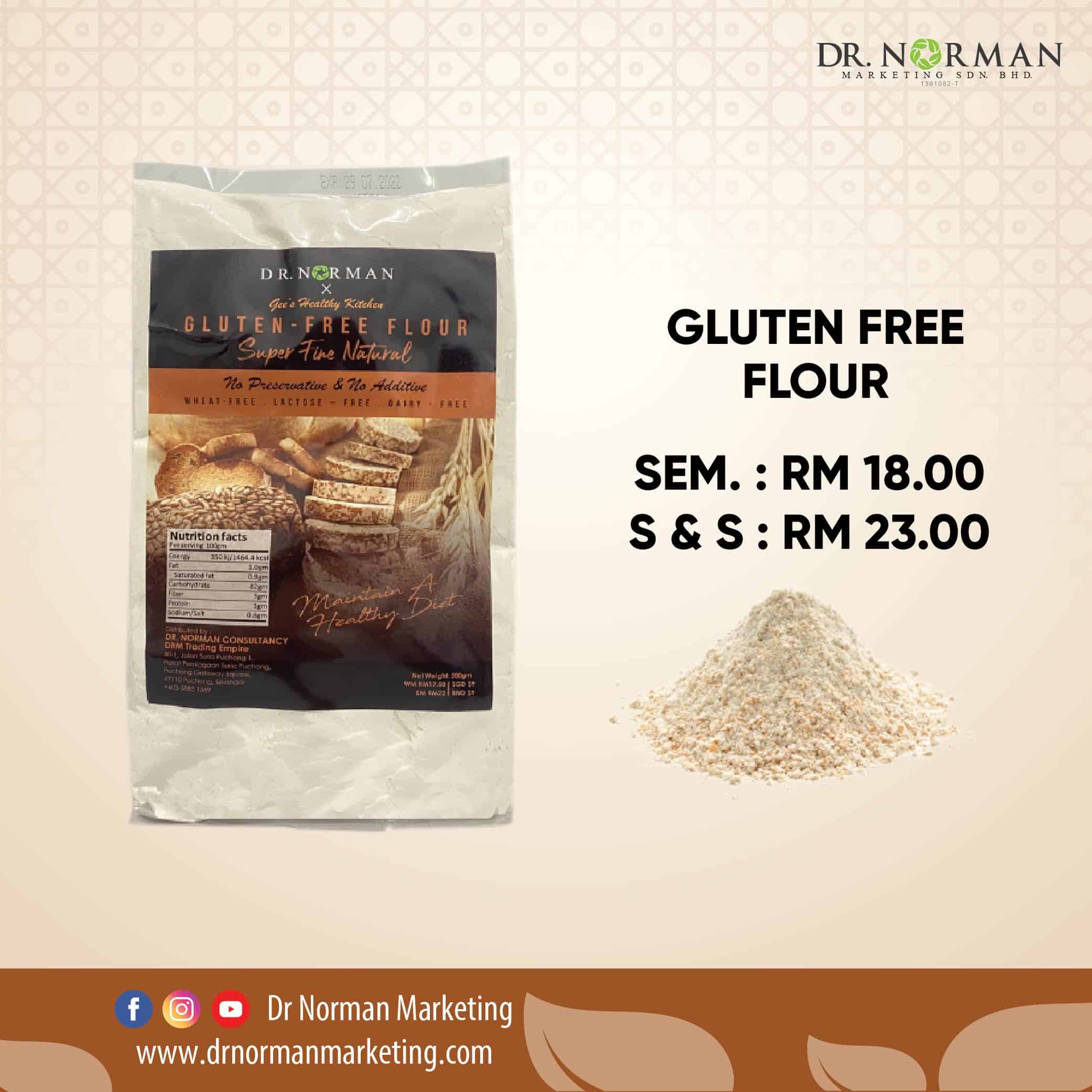 GLUTEN FREE FLOUR (TEPUNG TANPA GLUTEN) 500G Dr Norman Marketing